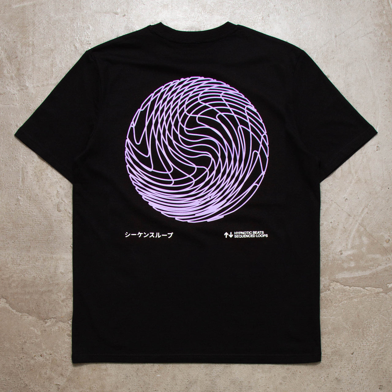 Purple Sequence Sphere Back Print - Tshirt - Black