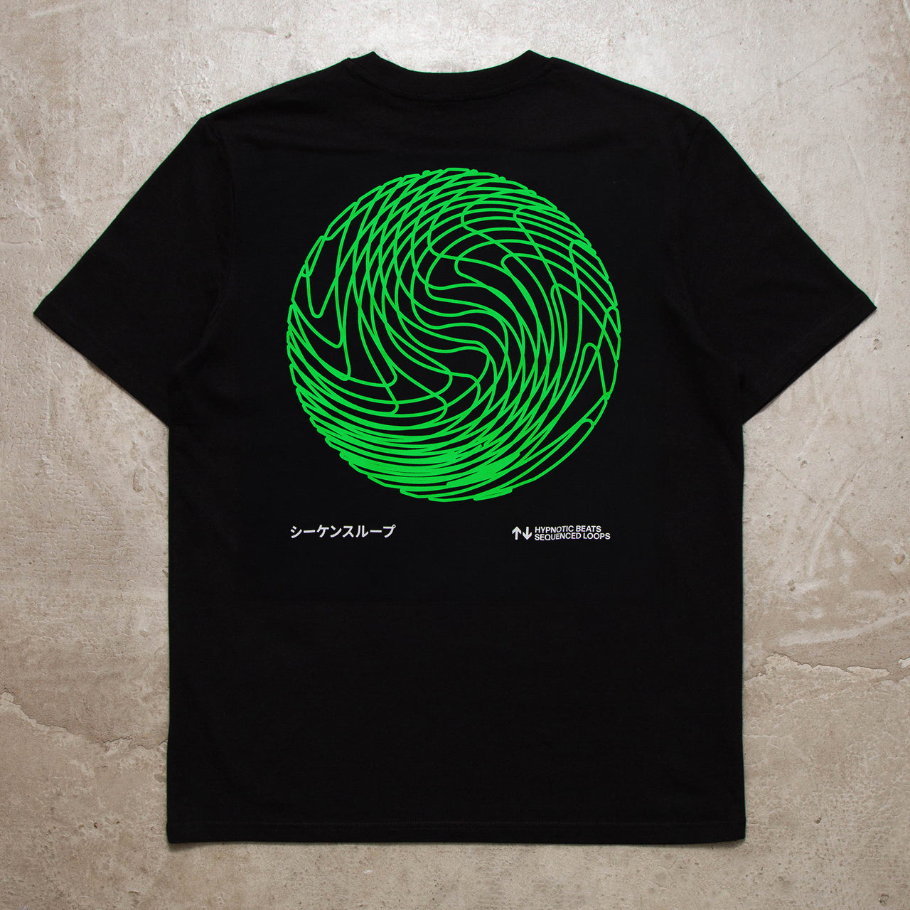 Green Sequence Sphere Back Print - Tshirt - Black
